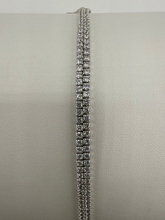 Sterling Silver Double Row CZ Tennis Bracelet
