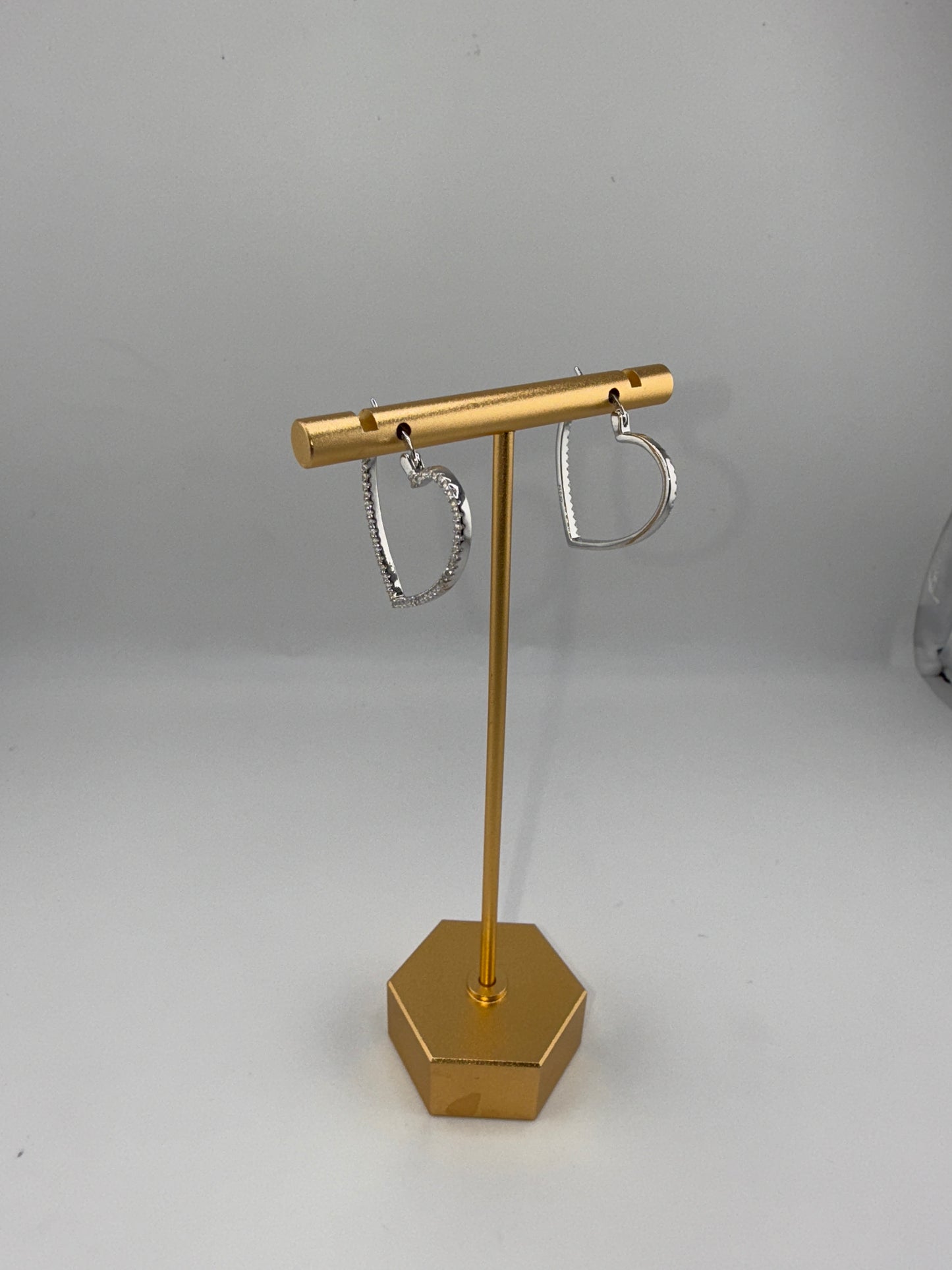 Sterling Silver Zirconia Heart 25mm Hoop Earrings