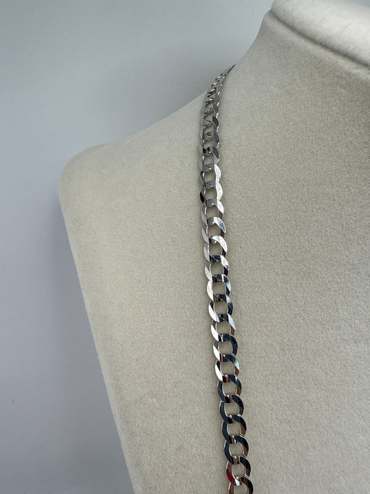 14k White Gold 22inch Flat Cuban Link Chain