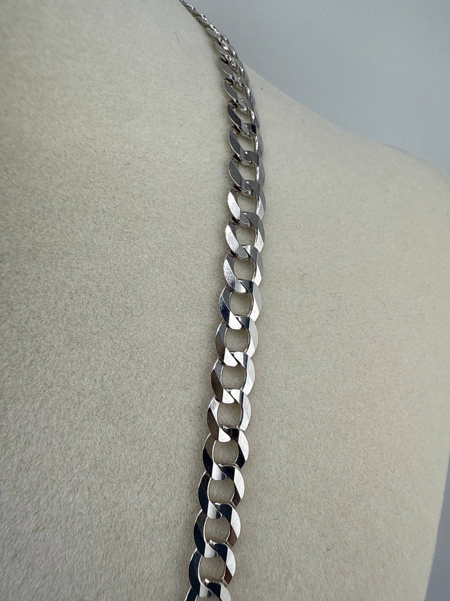 14k White Gold 22inch Flat Cuban Link Chain