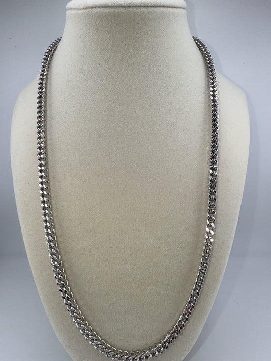Sterling Silver 22inch 4mm Franco Chain - Rhodium Plated