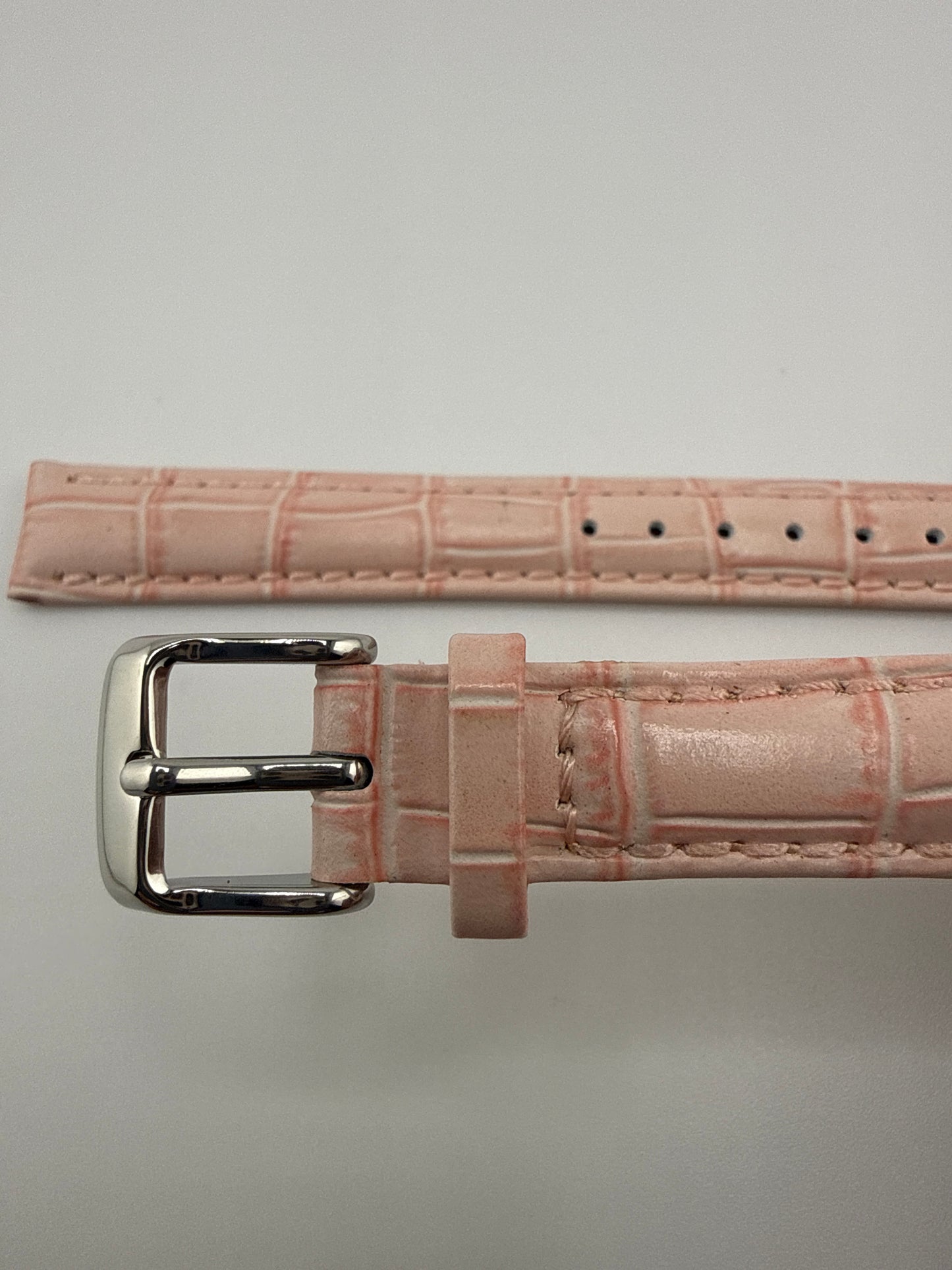 Pink Crocodile Grain Chrono Silver-tone Buckle