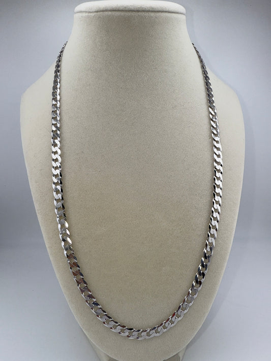 Sterling Silver 22inch 6.25mm Cuban Chain - Rhodium Plated