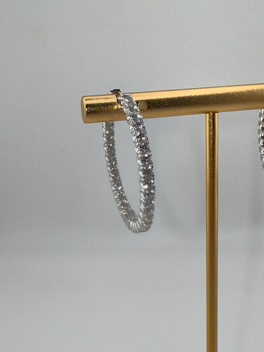 Sterling Silver Hoops with Zirconia Inside-Outside design