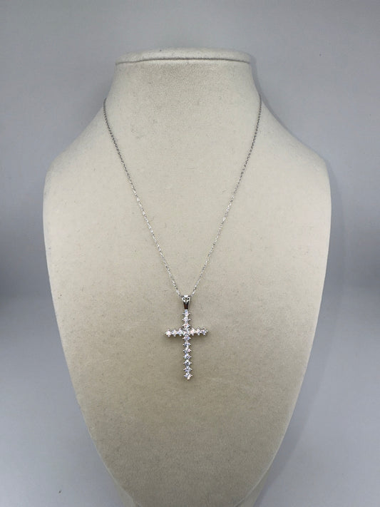Sterling Silver Zirconia Cross Necklace