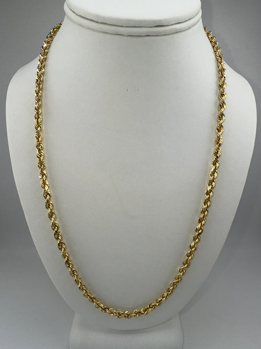 hollow rope chain | diamond cut | 14k gold | 4.50 mm width | 22 inches length
