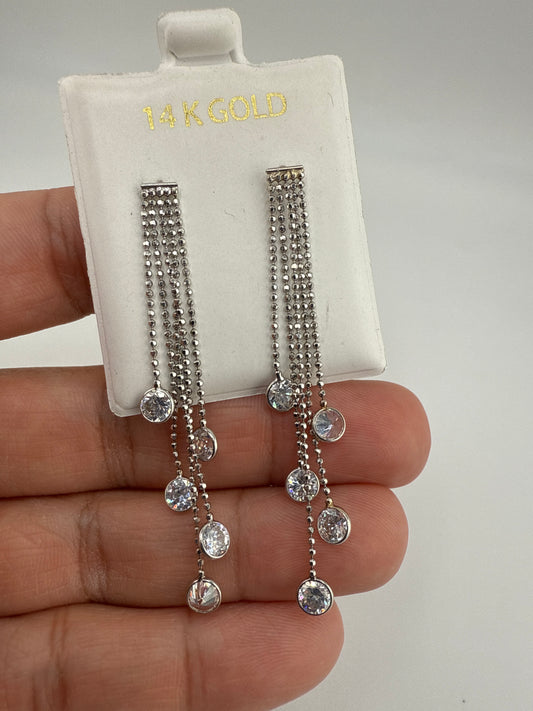 14k gold and zirconia Dangle Posts