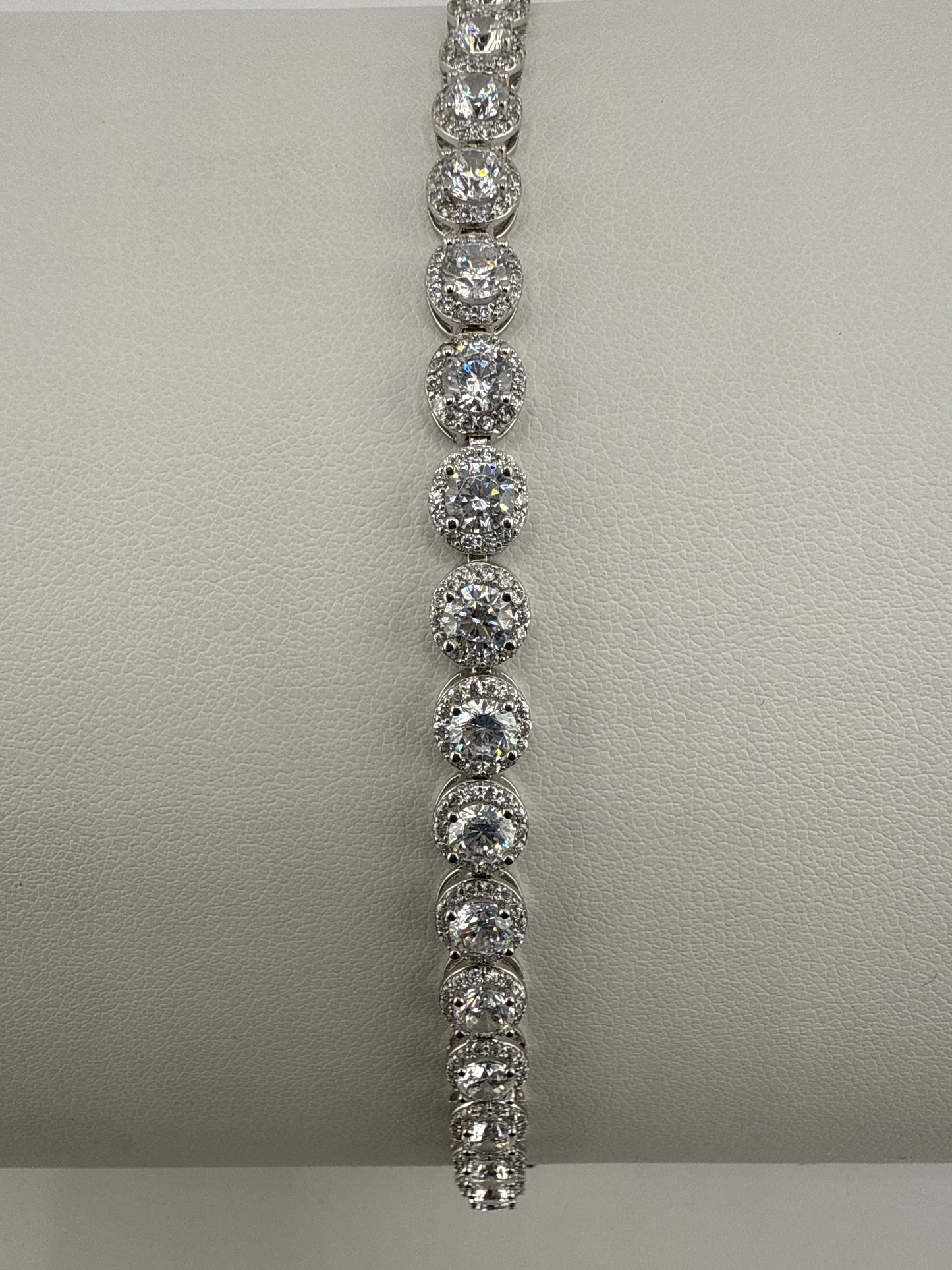 Sterling silver round halo bracelet