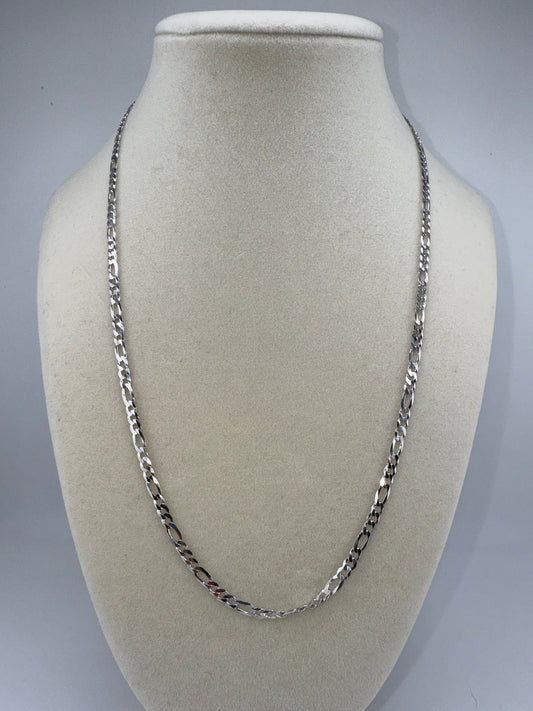 Sterling Silver 20inch 3.3mm Figaro Chain - Rhodium Plated