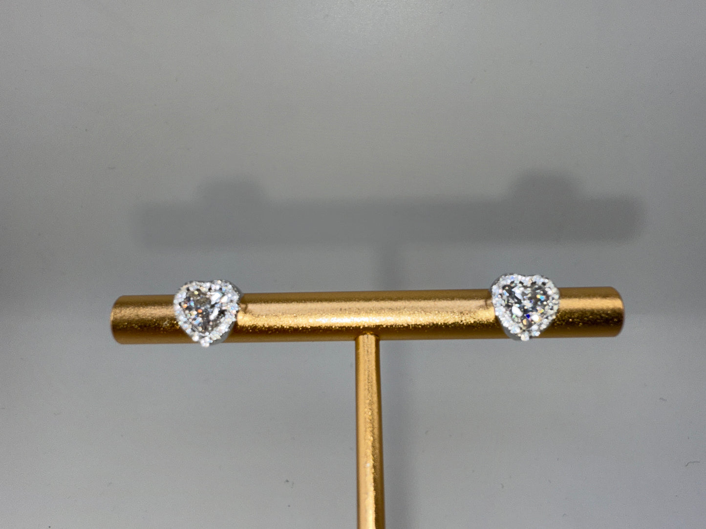 Sterling Silver Zirconia Heart Stud Earrings