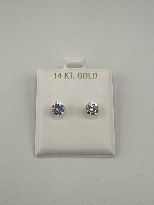 14k gold zirconia circle stone size large