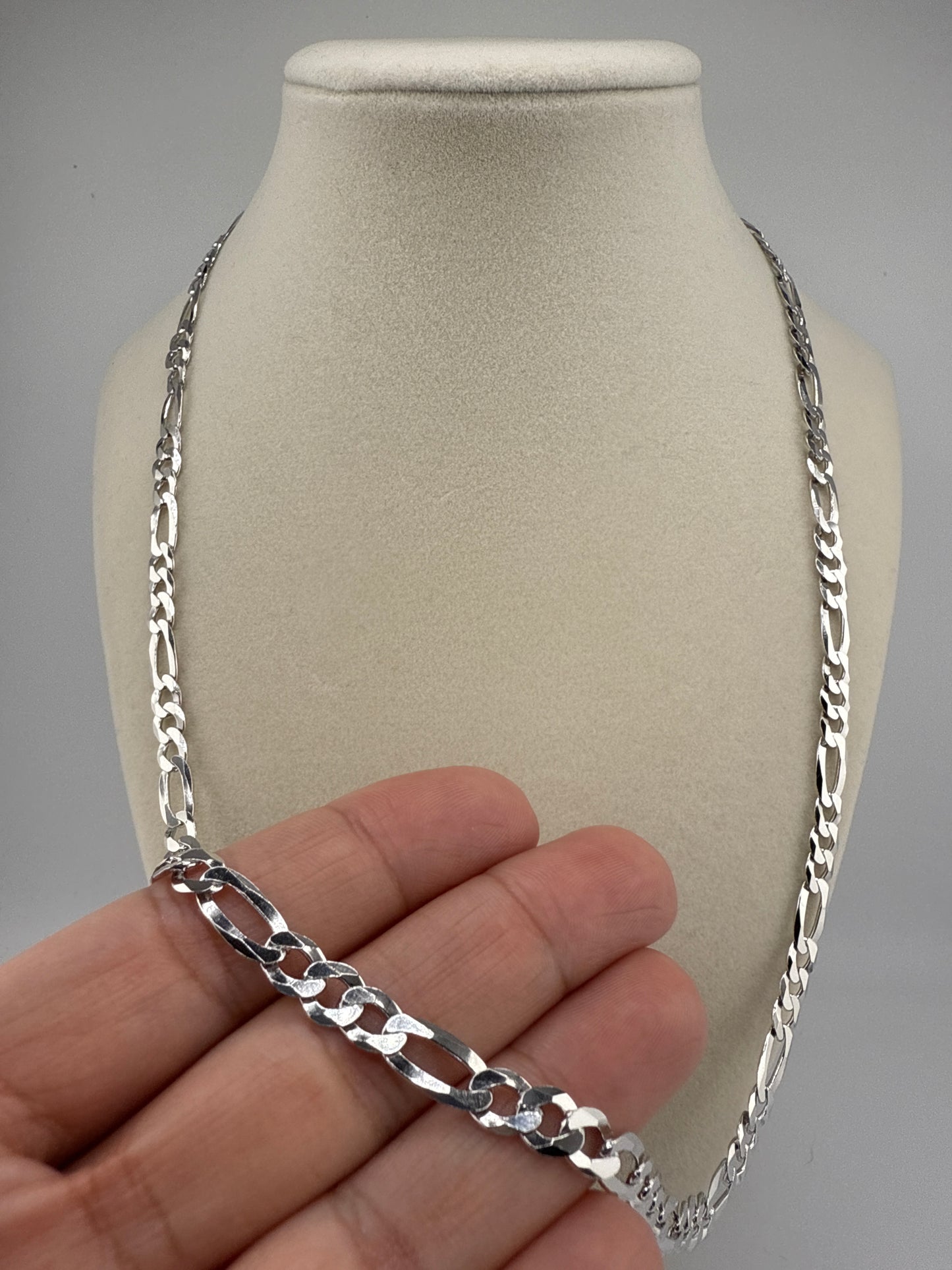 Sterling Silver 24inch 5.8mm Figaro Chain - Rhodium Plated