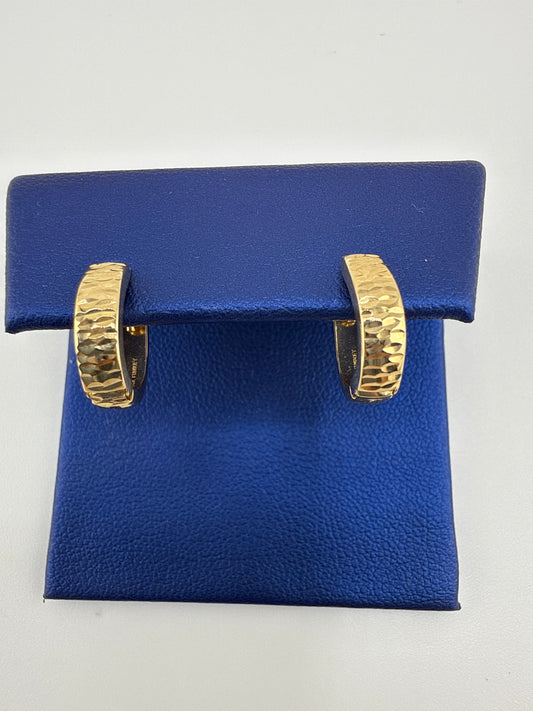 14k gold huggie earrings | hammered design