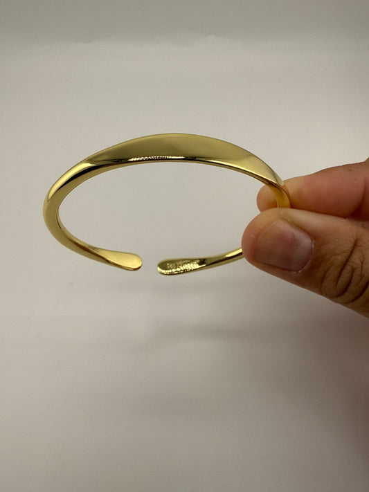Sterling Silver, High Polished Engravable Bangle - Gold Plated