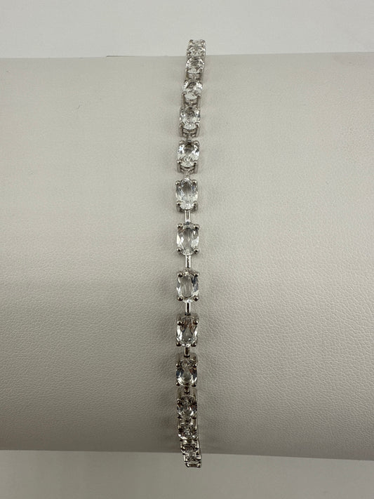 Sterling Silver oval Zirconia Bracelet