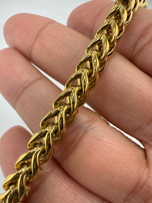 Stainless Steel 6mm Franco Chain Bracelet - Gold Plated