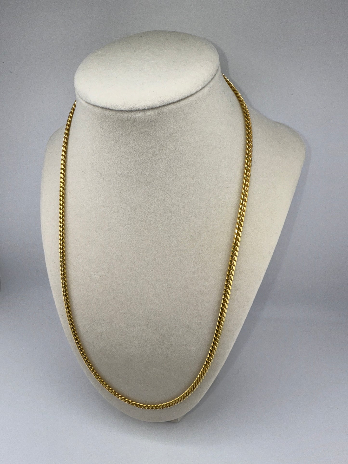 Sterling Silver 22inch 4mm Solid Miami Cuban Chain - Gold Plated