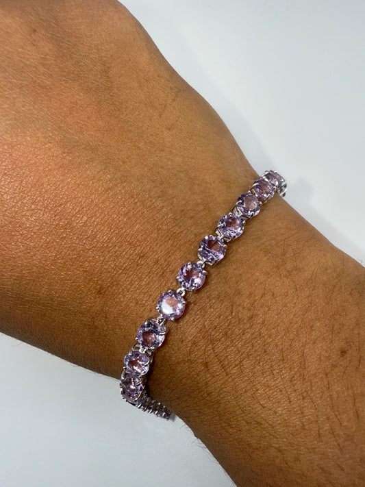 Sterling Silver Four-Prong Amethyst Bracelet