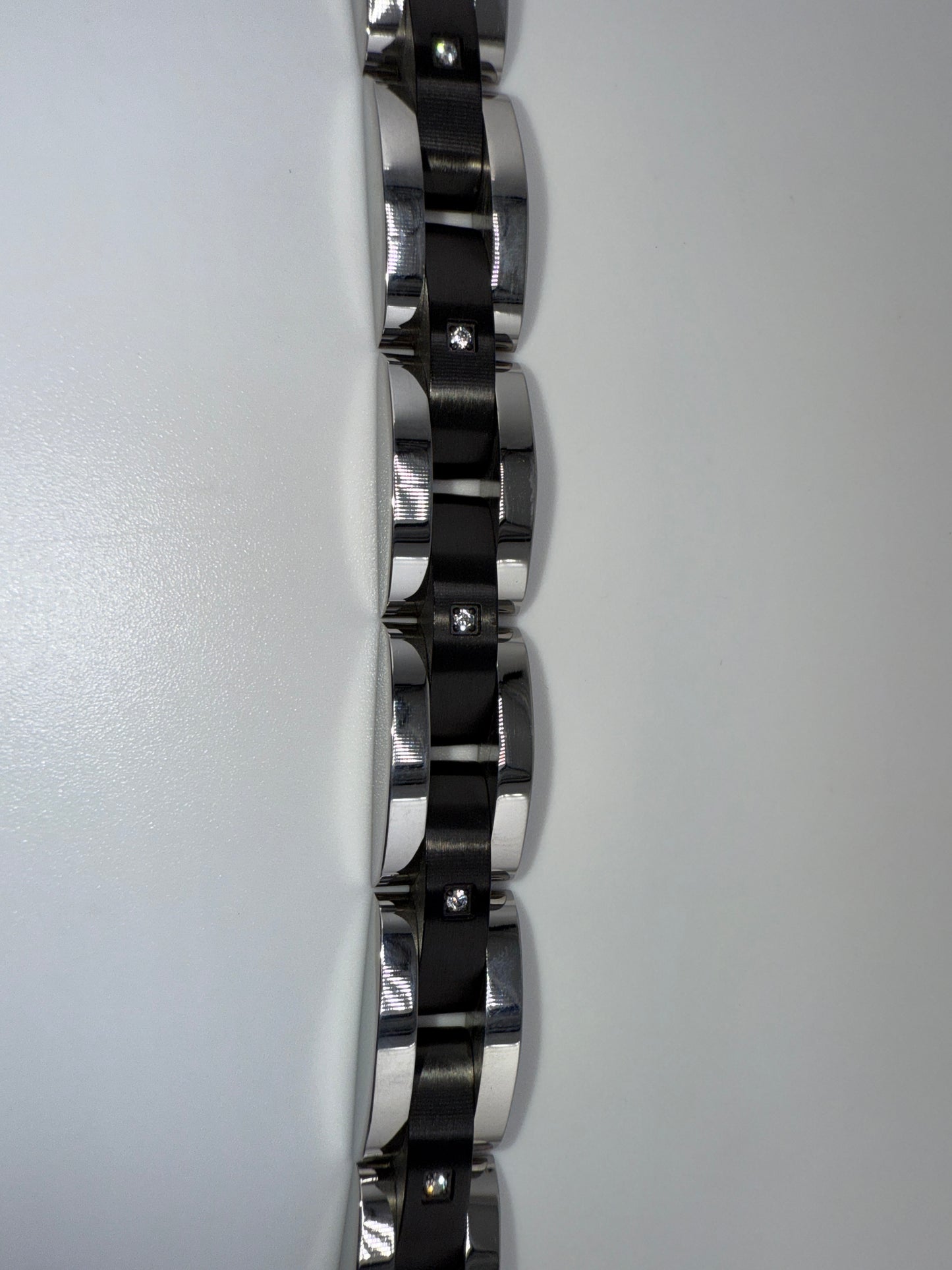 Stainless Steel Black with 5 Zirconia Link Bracelet
