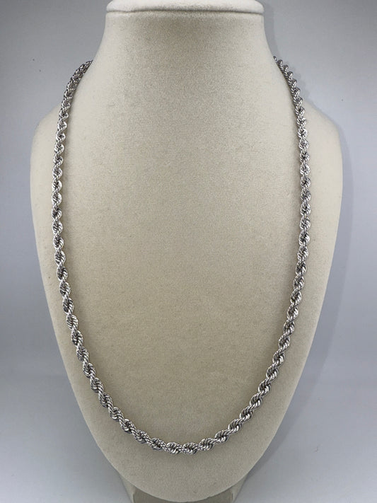 Sterling Silver 22inch 4.5mm Loose Rope Chain - Rhodium Plated