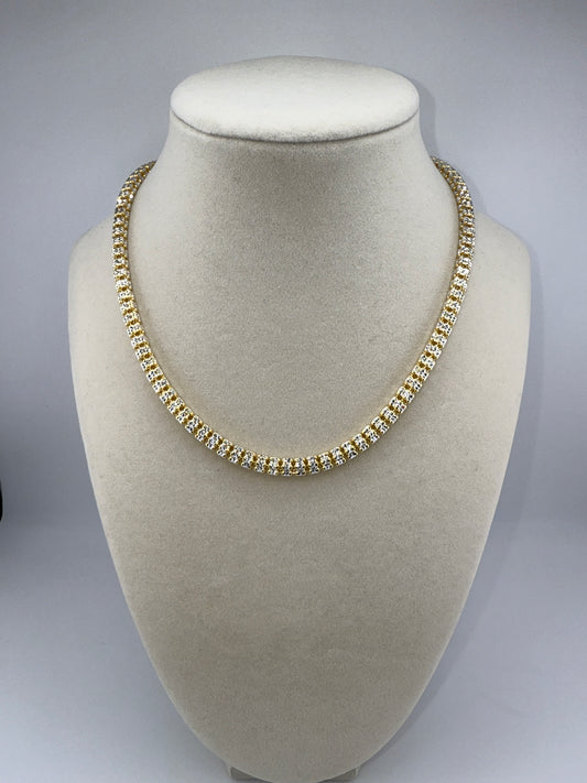 Sterling Silver 16inch 5mm D-C Ice Chain - Two-toned