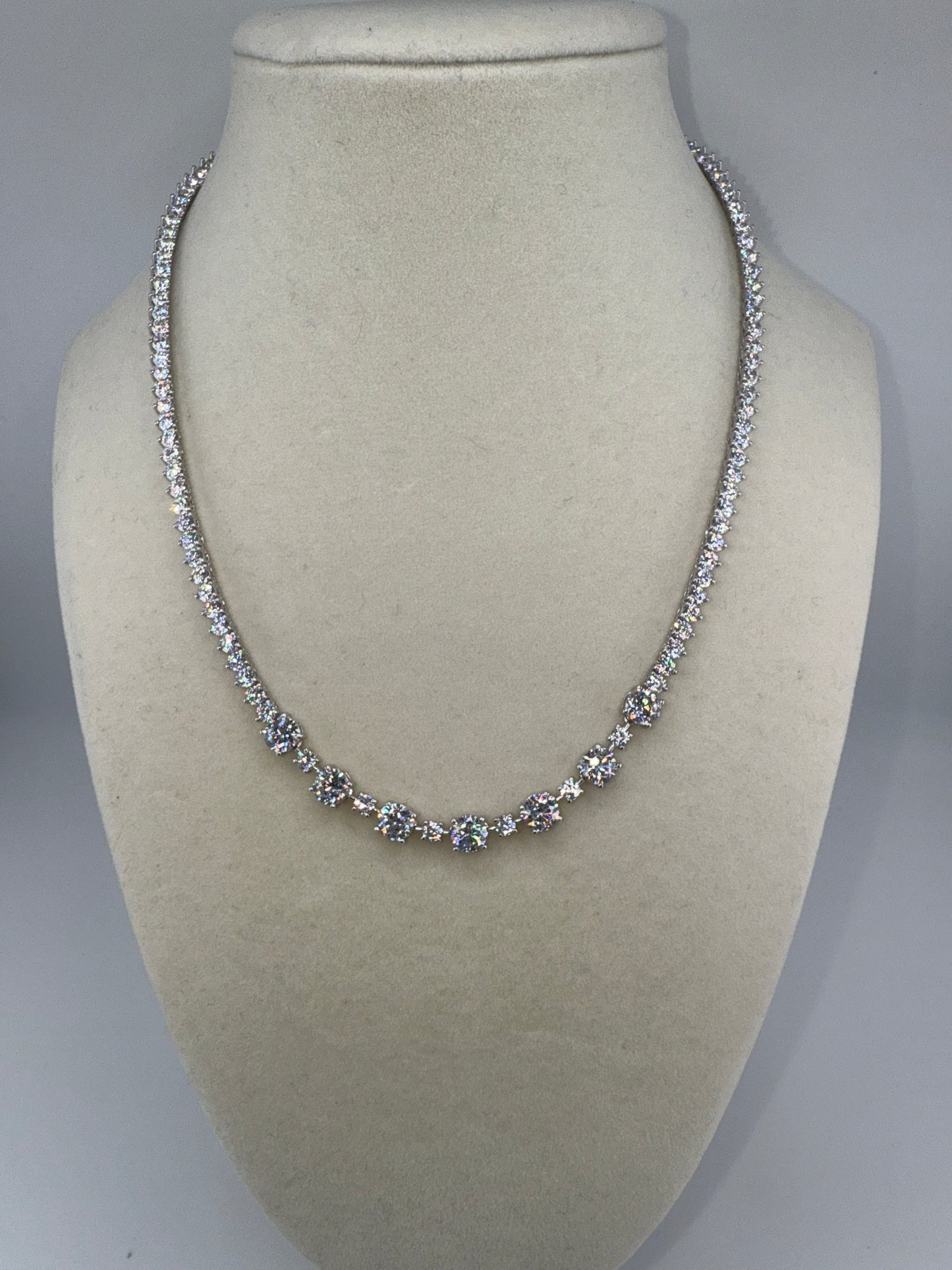 Sterling Silver Heart Zirconia Tennis Necklace