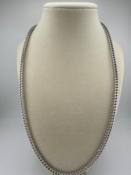 Sterling Silver 24inch 4mm Franco Chain - Rhodium Plated