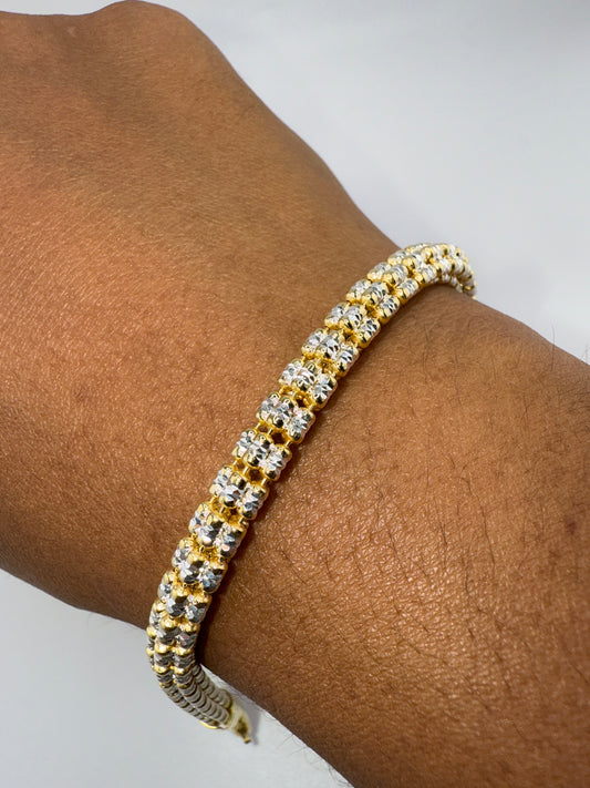 Sterling Silver 7inch 5mm D-C Ice Chain Bracelet - Two-toned