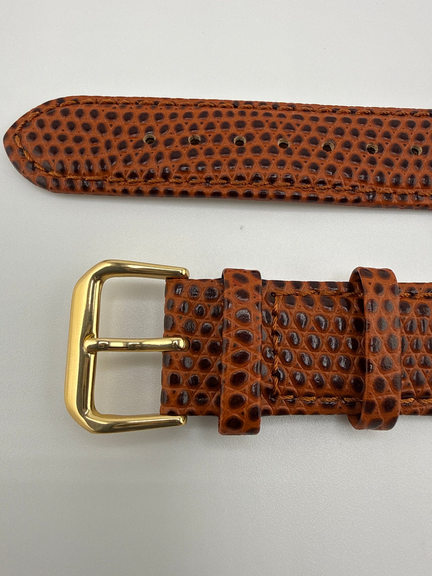 Havana Lizard Grain Leather Gold-tone Buckle