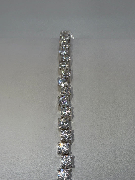 Sterling Silver Round ZigZag Zirconia Tennis Bracelet