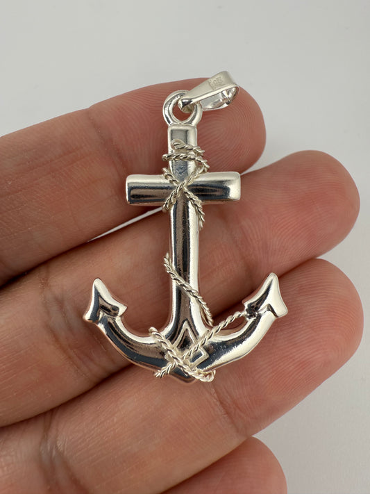 Sterling Silver Polished 3D Anchor Pendant