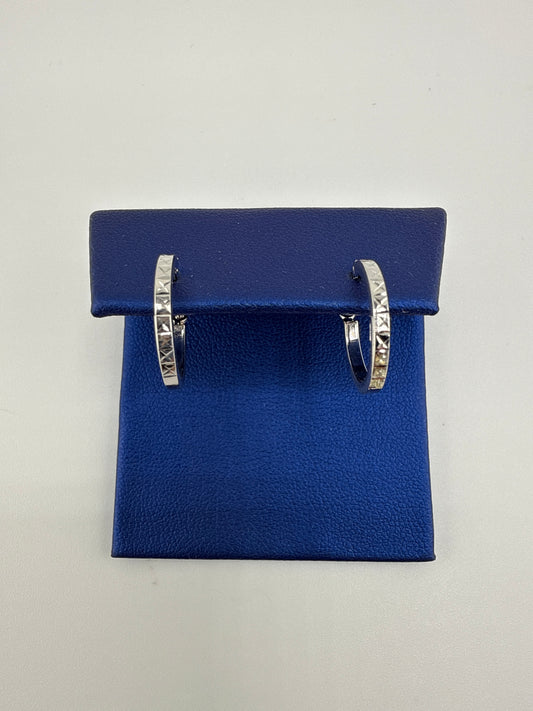 14k white gold simple, yet fancy cut, huggie earrings