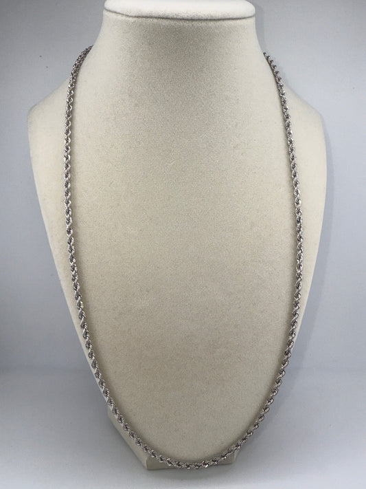 14k White Gold Rope Chain, 24inches