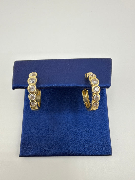 14k gold and zirconia huggie earring