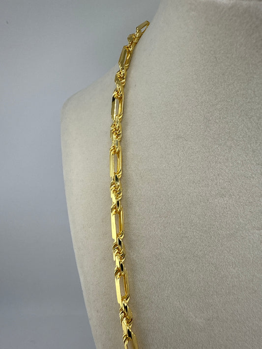 Sterling Silver 24inch 4mm Figarope Chain - Gold Plated