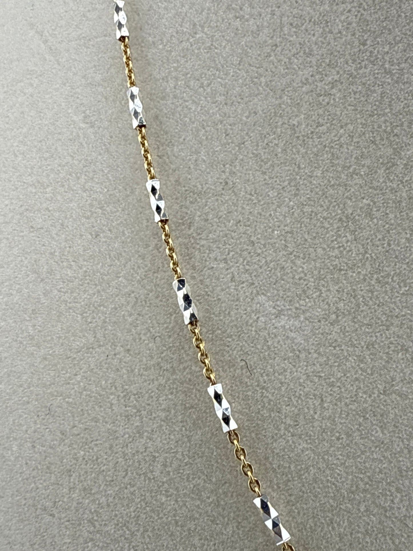 Sterling Silver Diamond-Cut Long Square Beads Chain - Gold Plated