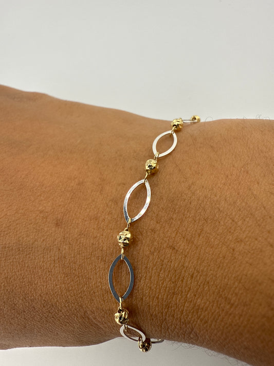 14k Two-toned Fancy Bracelet | 7 inches