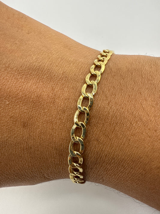 14k yellow gold flat Cuban link bracelet | 8 inches