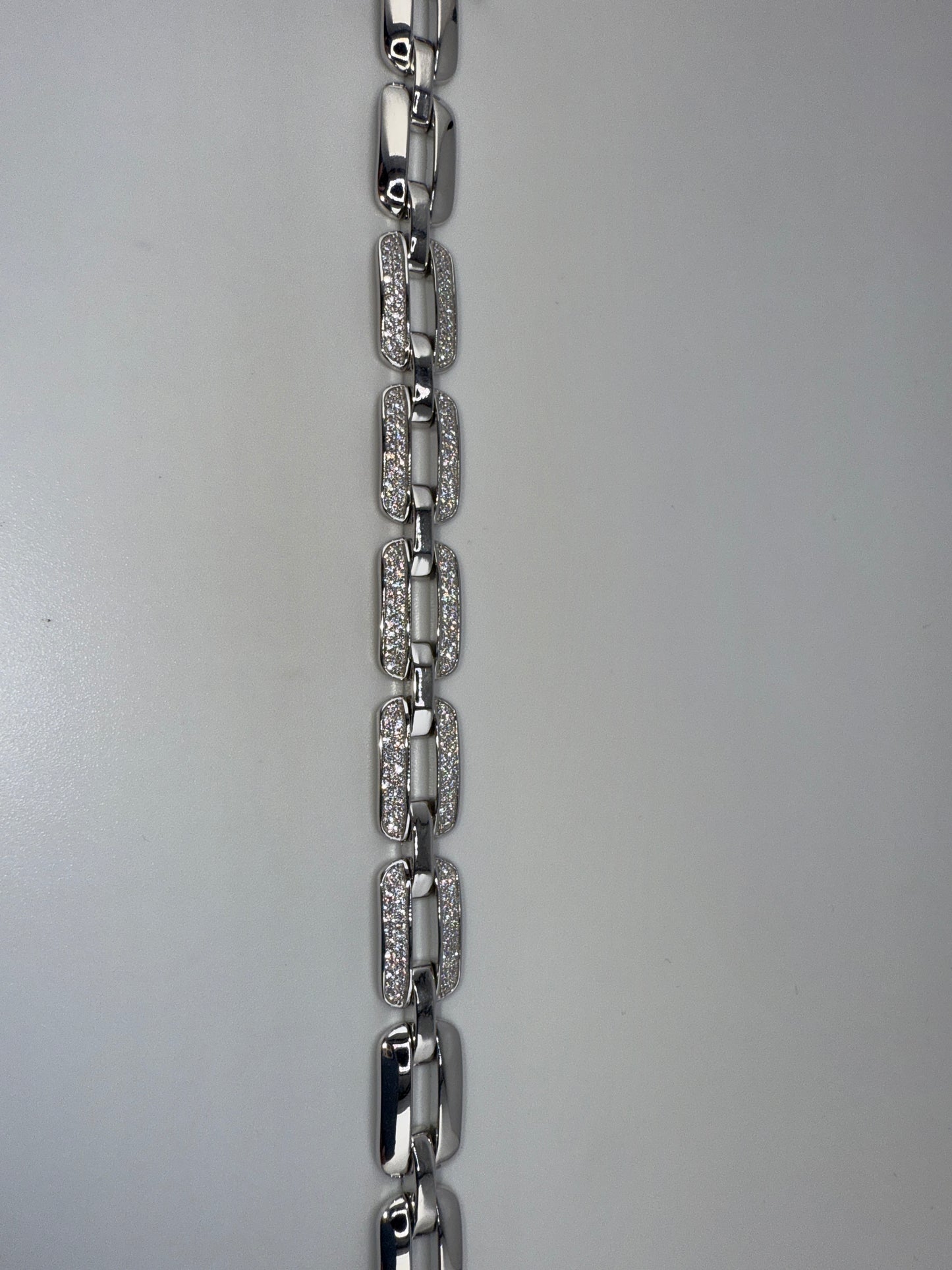 Sterling Silver Wide Zirconia Linked Bracelet