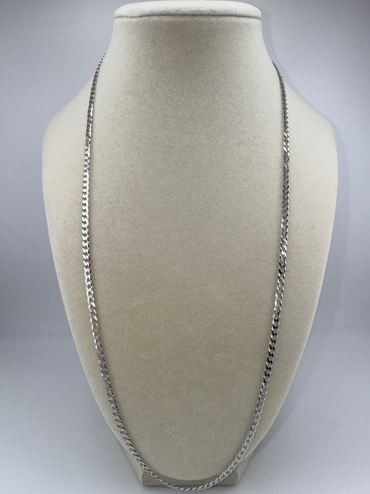 Sterling Silver 24inch 3.45mm Cuban Chain - Rhodium Plated