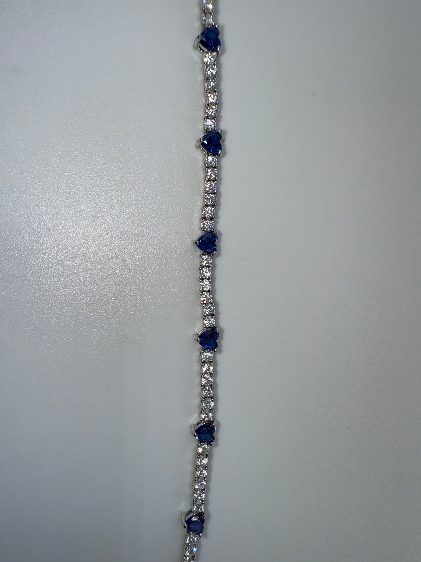 Sterling Silver Heart and Zirconia Tennis Bracelet - Sapphire Zirconia