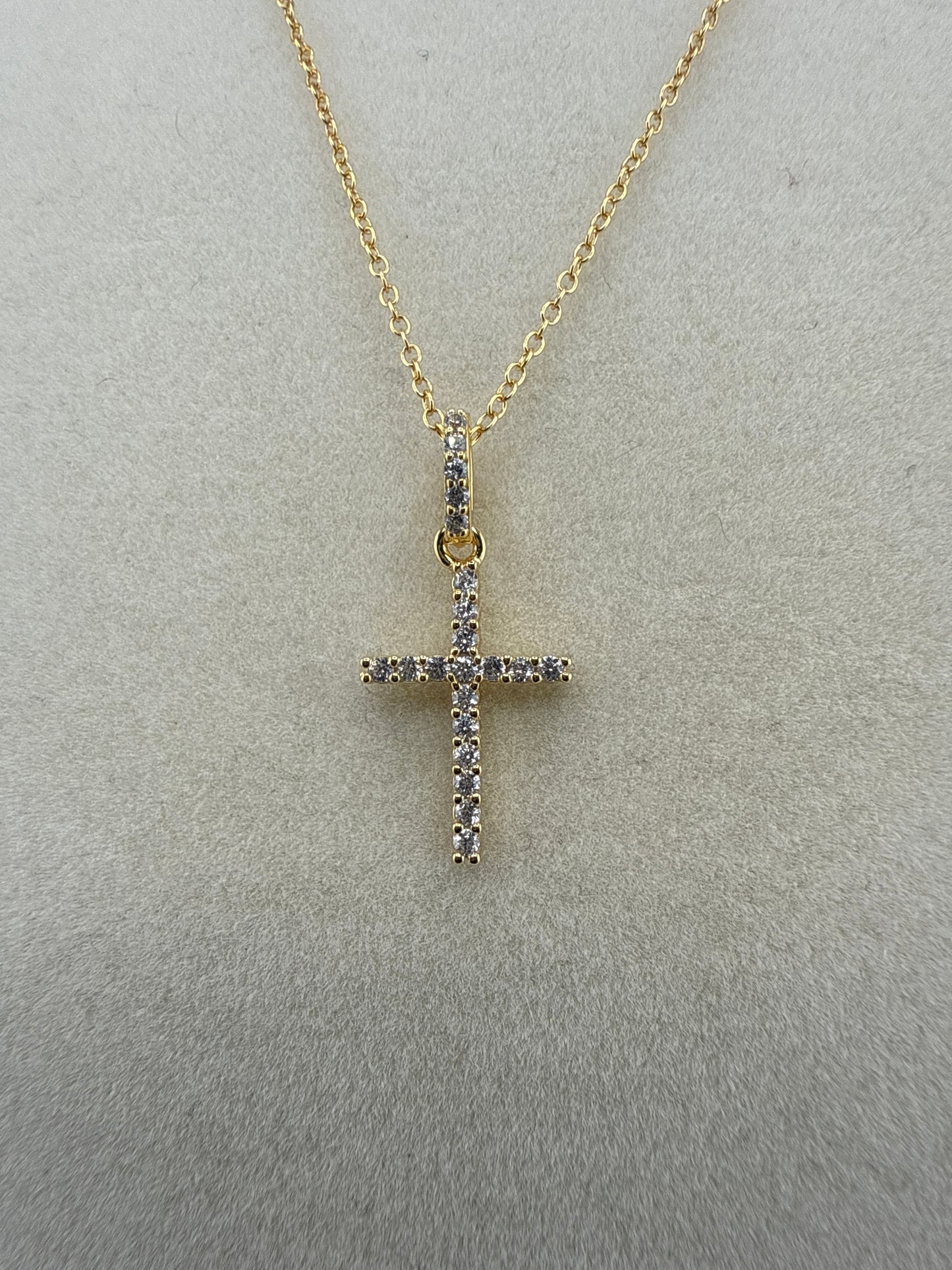 Sterling Silver Gold-tone or Silver-tone Zirconia Cross 18inch Necklace