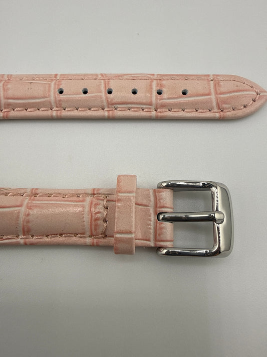 Pink Crocodile Grain Chrono Silver-tone Buckle