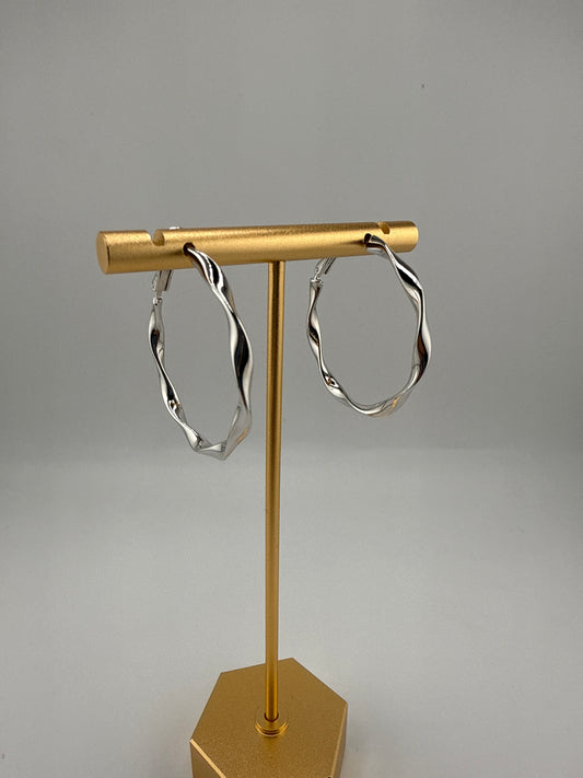 Sterling Silver Twisted Hoop Earrings