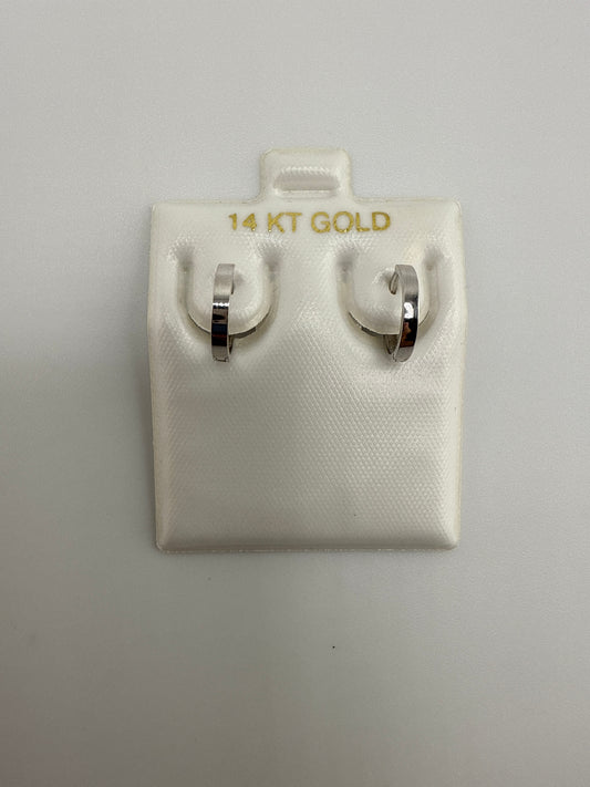 14k White Gold Simple Huggie Earrings