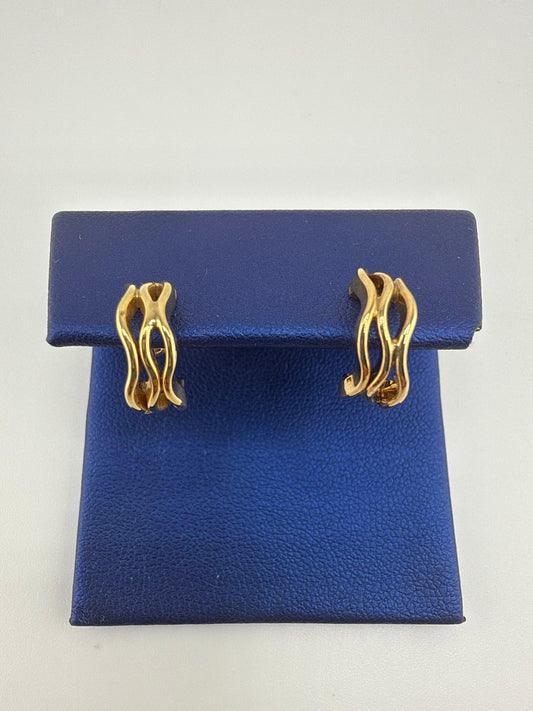 14k gold huggie earrings | wave, open design | pushbacks