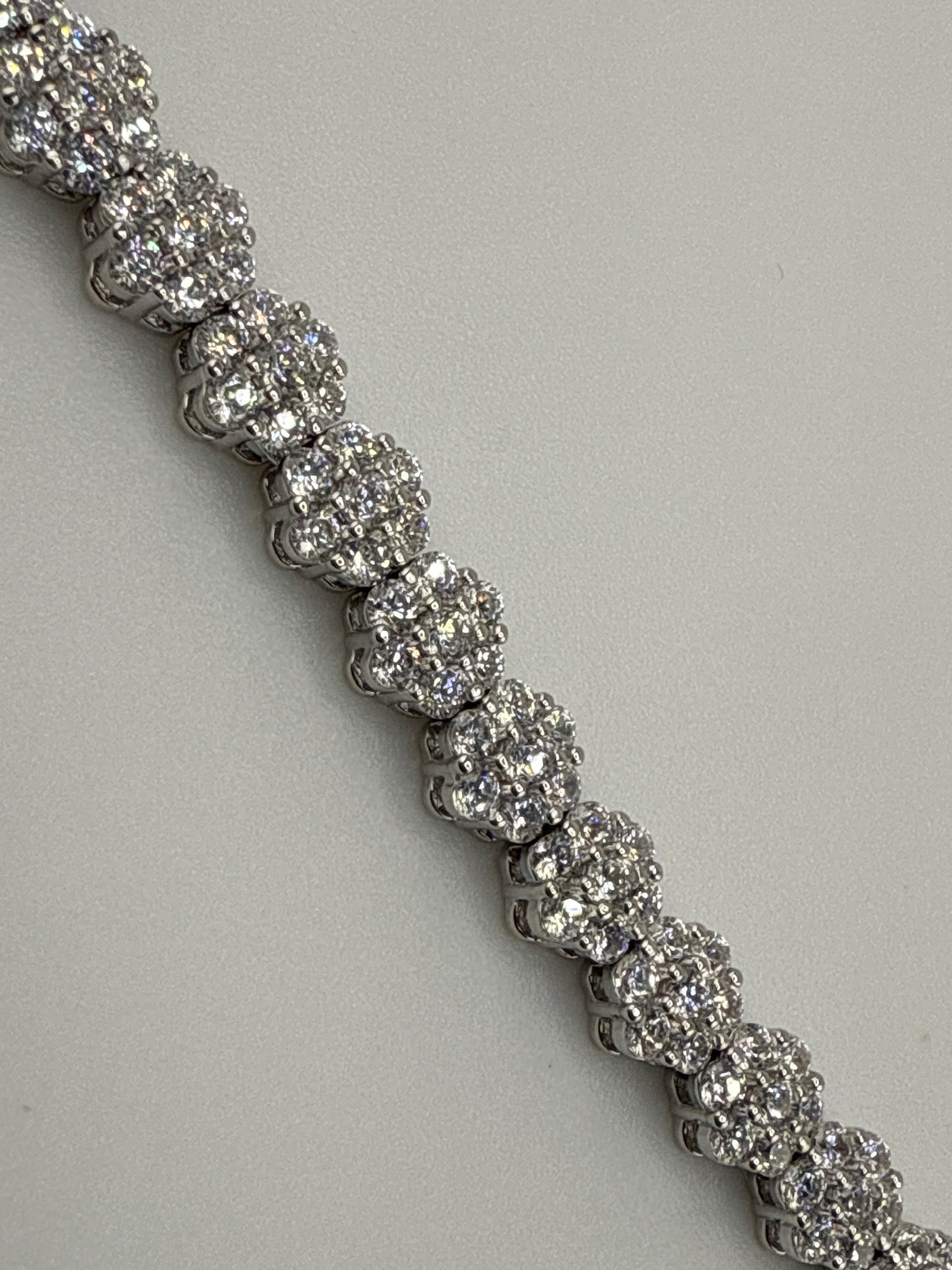 Sterling Silver Zirconia Flower Design Tennis Bracelet