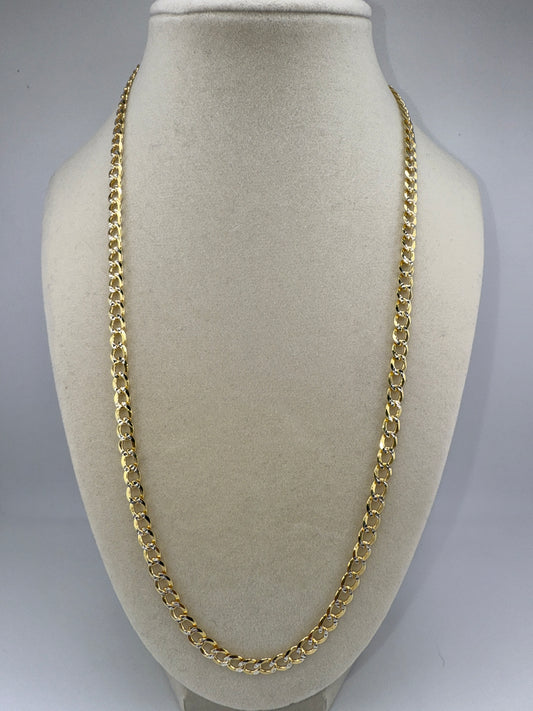Sterling Silver 22inch 5mm Pave Cuban Chain - Gold Plated
