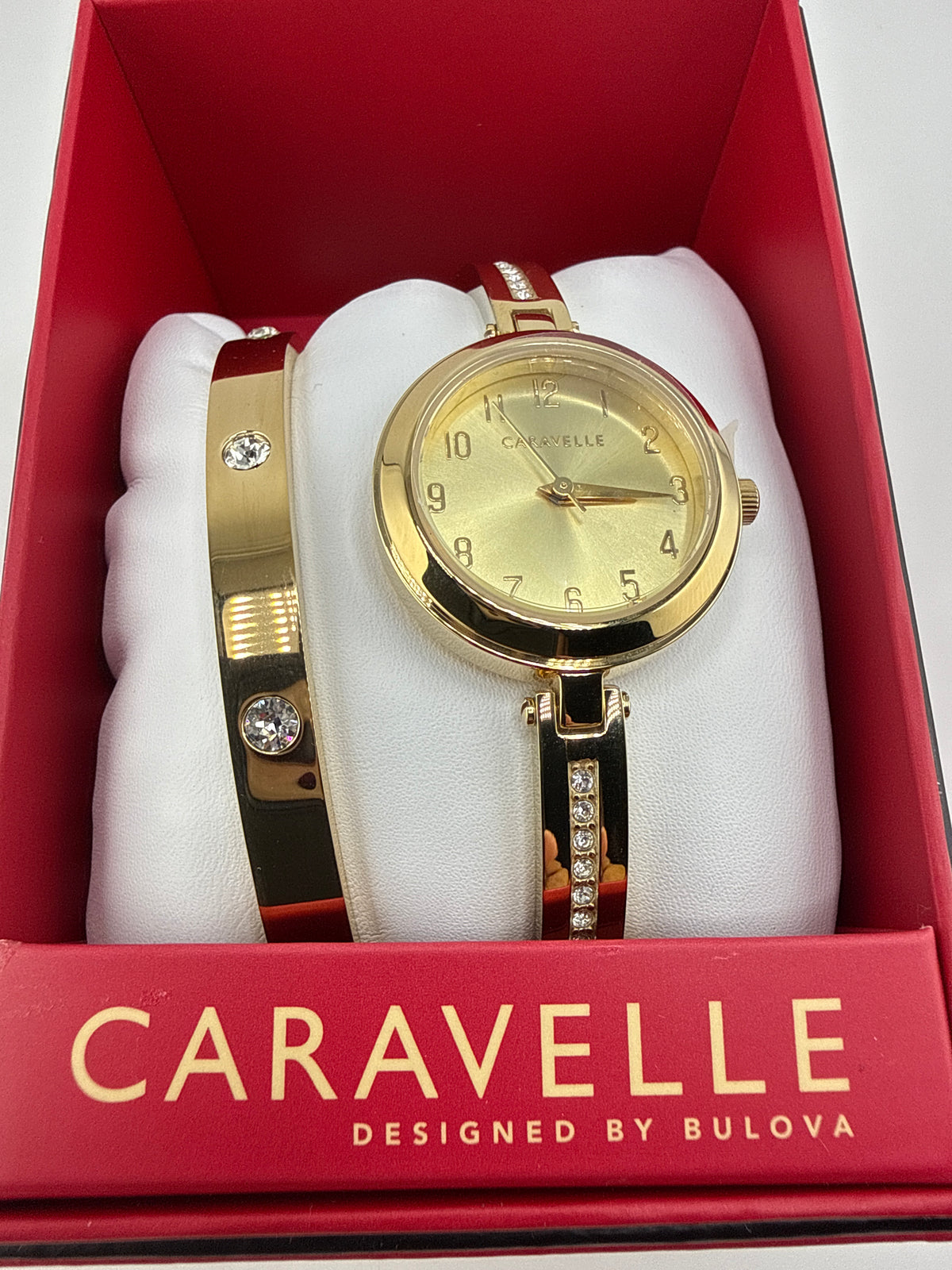 Caravelle by Bulova Gold-Tone Boxed Set with Watch and Bangle Bracelet