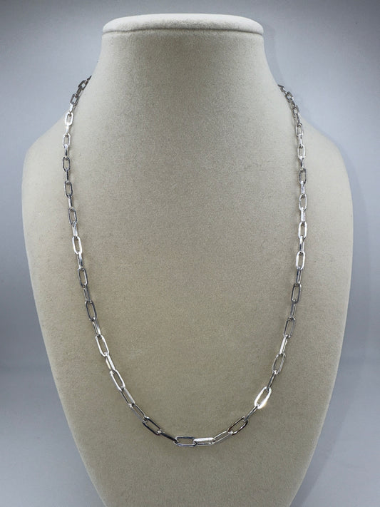 Sterling Silver 20inch 3.2nm Paper Clip Chain - Rhodium Plated